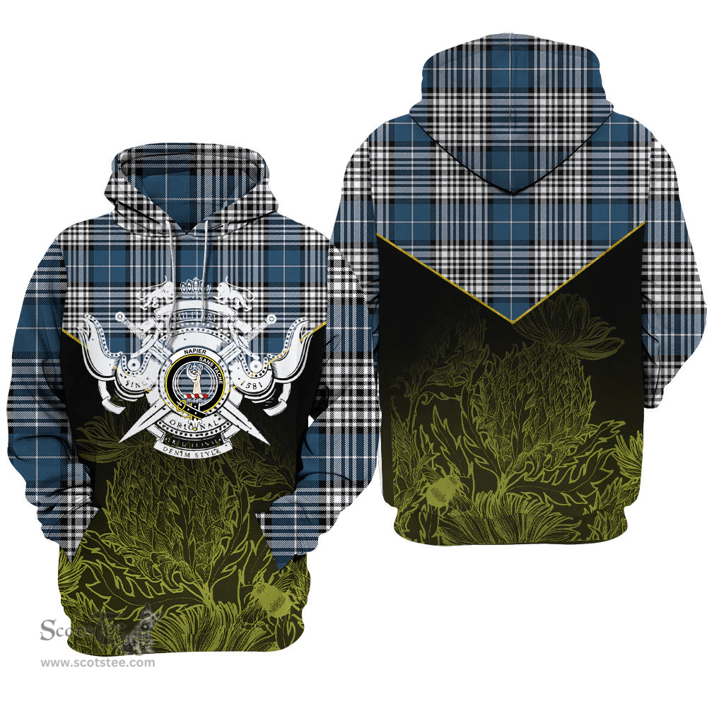 Napier Modern Clan Tartan Hoodie - Scottish Thistle Style