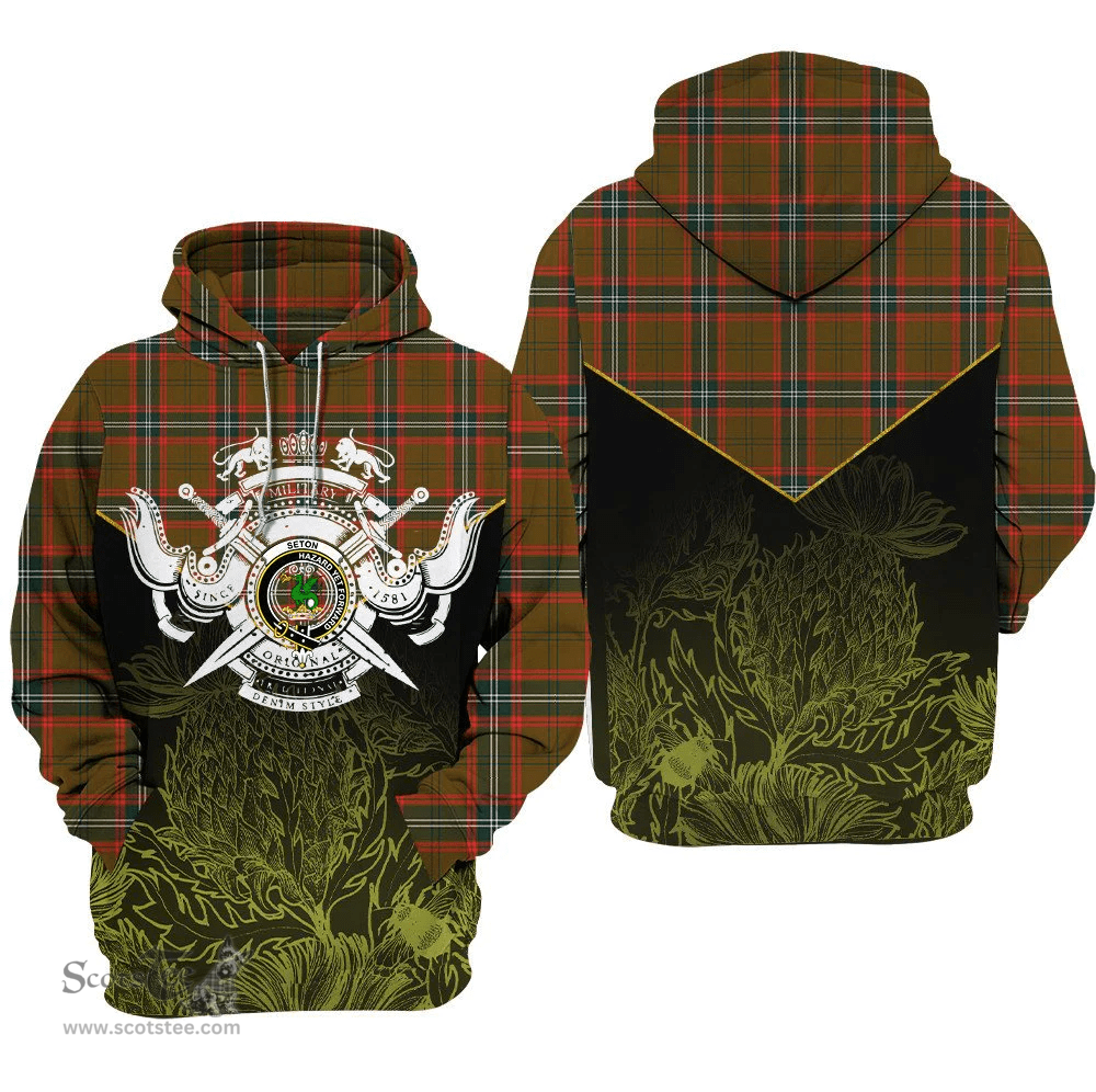 Seton Hunting Modern Clan Tartan Hoodie - Scottish Thistle Style