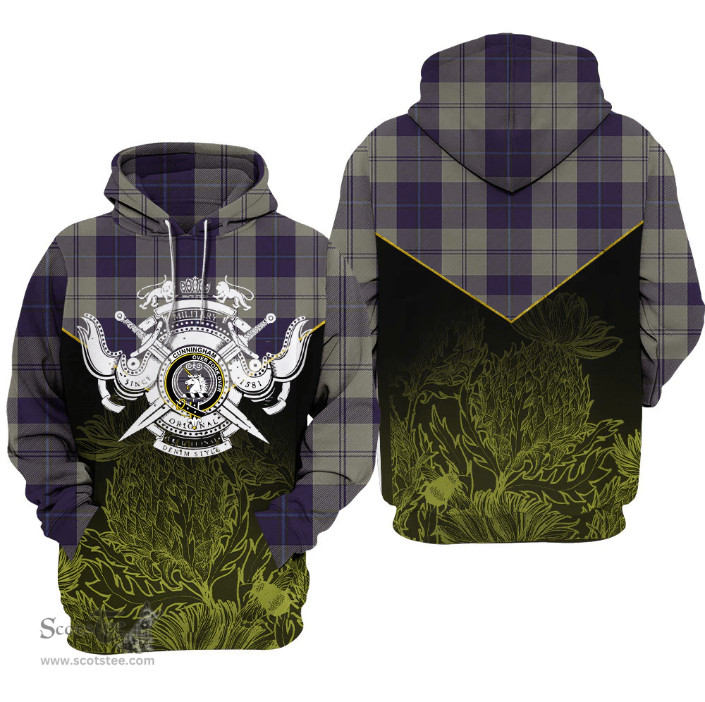 Cunningham Dress Blue Dancers Clan Tartan Hoodie - Scottish Thistle Style