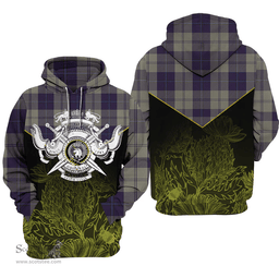 Cunningham Dress Blue Dancers Clan Tartan Hoodie - Scottish Thistle Style