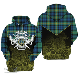 Gordon Ancient Clan Tartan Hoodie - Scottish Thistle Style