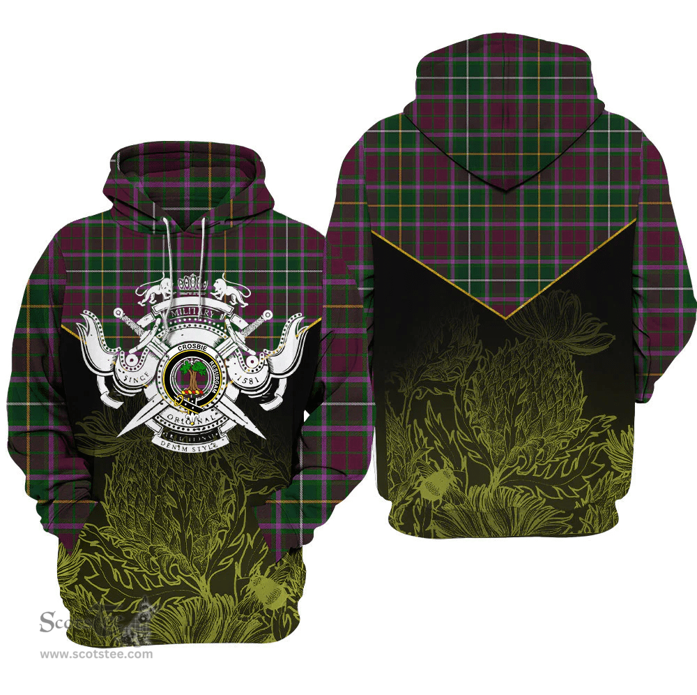 Crosbie Clan Tartan Hoodie - Scottish Thistle Style
