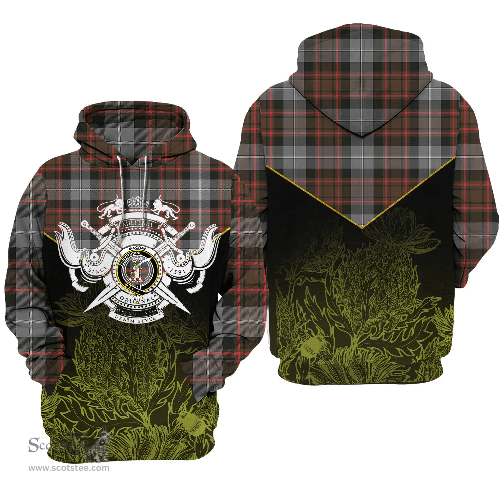 MacRae Hunting Weathered Clan Tartan Hoodie - Scottish Thistle Style