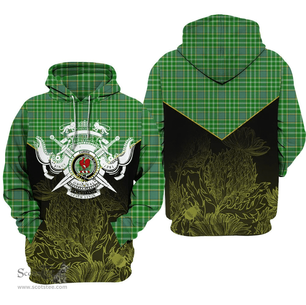 Currie Clan Tartan Hoodie - Scottish Thistle Style