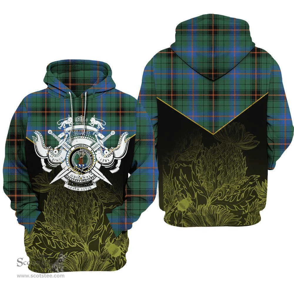 Davidson Ancient Clan Tartan Hoodie - Scottish Thistle Style