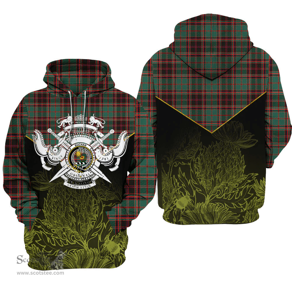 Buchan Ancient Clan Tartan Hoodie - Scottish Thistle Style