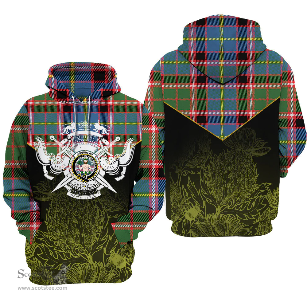 Aikenhead Clan Tartan Hoodie - Scottish Thistle Style