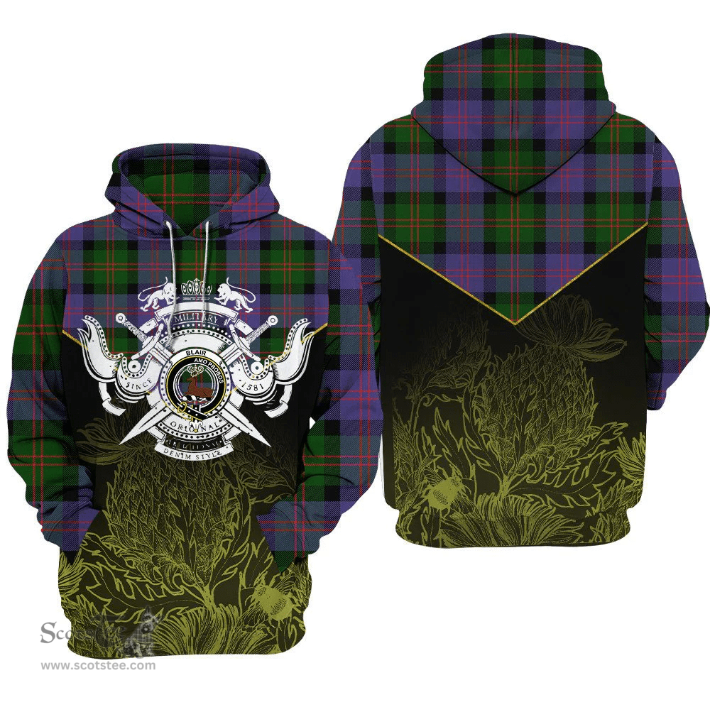 Blair Modern Clan Tartan Hoodie - Scottish Thistle Style