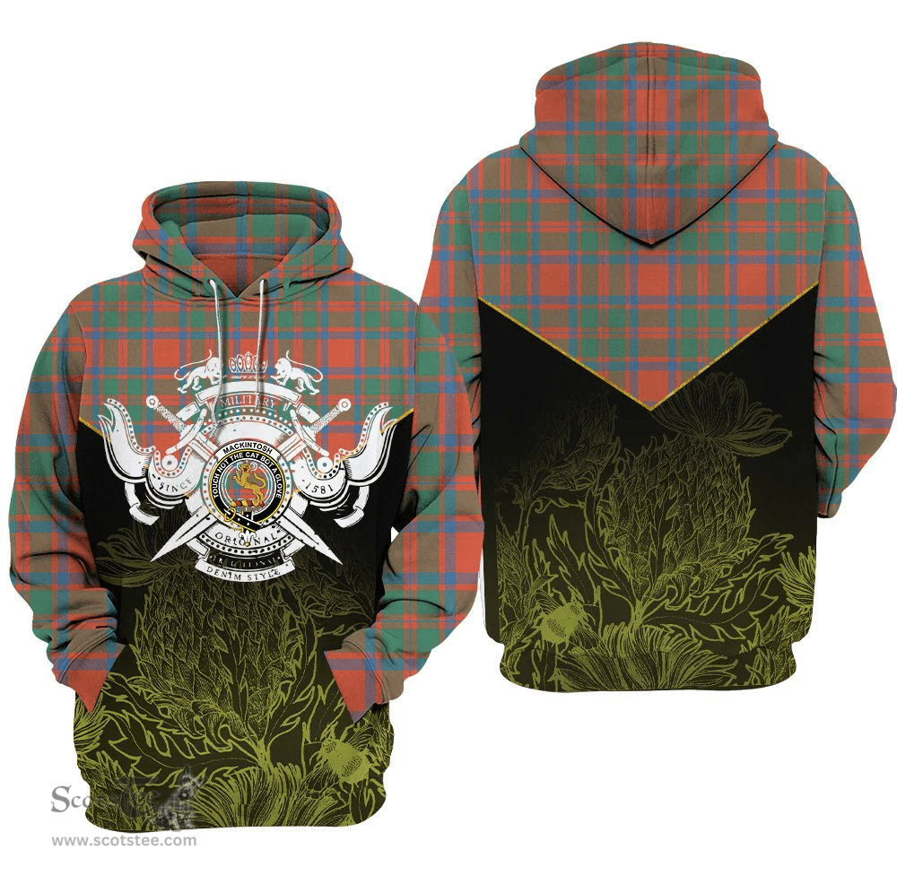 MacKintosh Ancient Clan Tartan Hoodie - Scottish Thistle Style