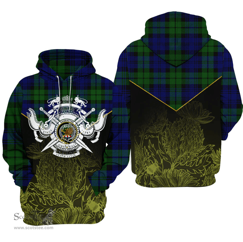 Bannatyne Clan Tartan Hoodie - Scottish Thistle Style