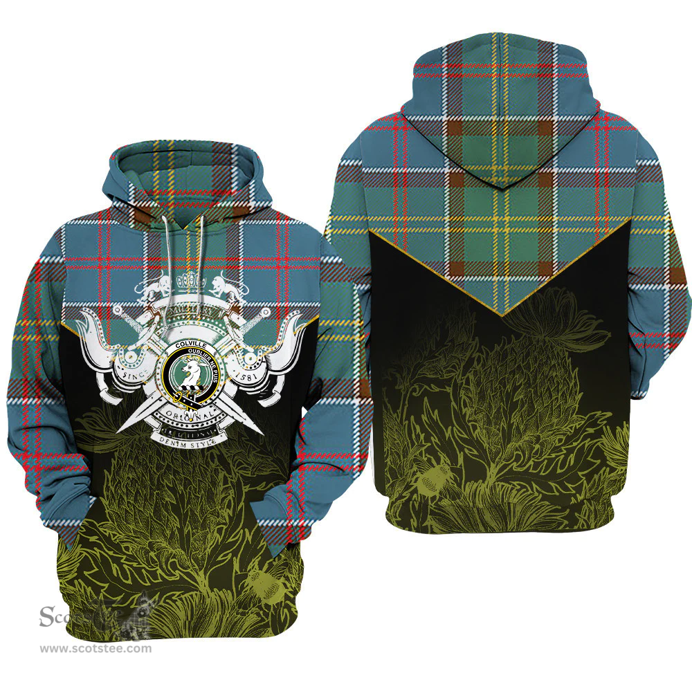 Colville district Clan Tartan Hoodie - Scottish Thistle Style