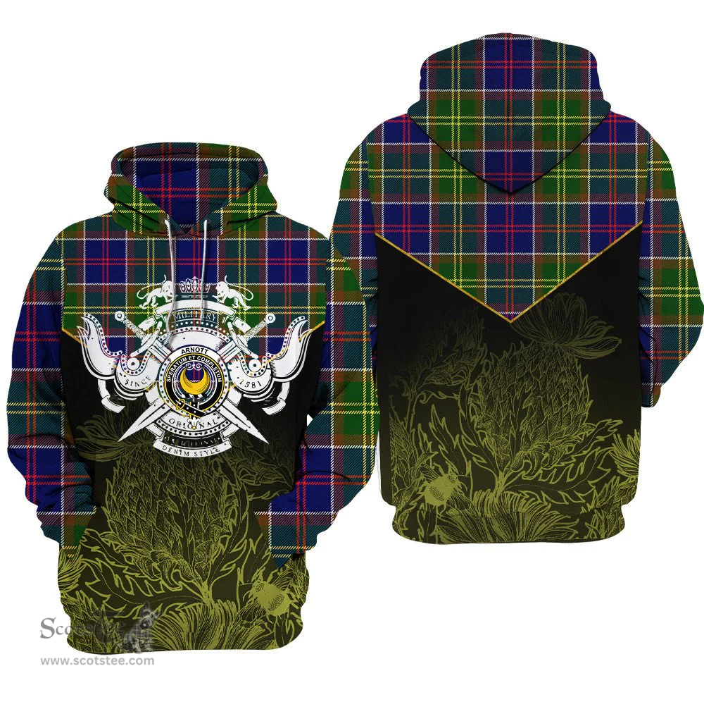 Arnott Clan Tartan Hoodie - Scottish Thistle Style