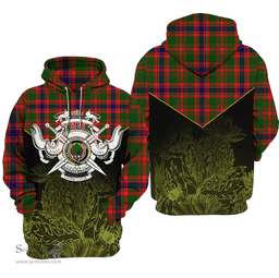 Kinninmont Clan Tartan Hoodie - Scottish Thistle Style