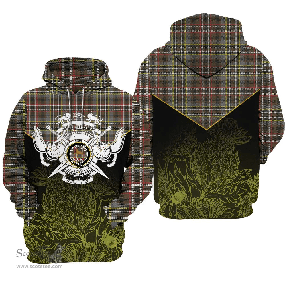 Scott Green Weathered Clan Tartan Hoodie - Scottish Thistle Style