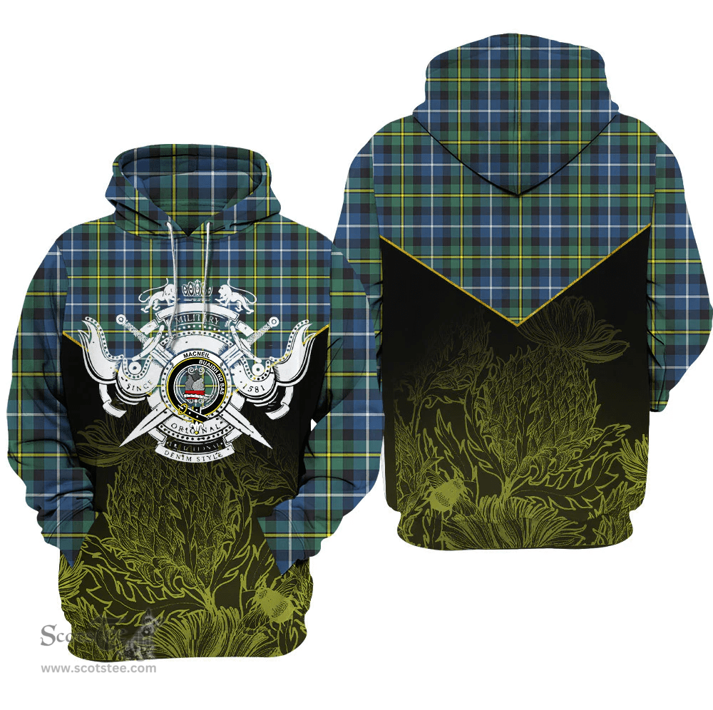 MacNeill Of Barra Ancient Clan Tartan Hoodie - Scottish Thistle Style
