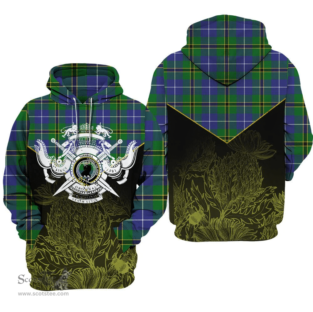 Turnbull Hunting Clan Tartan Hoodie - Scottish Thistle Style