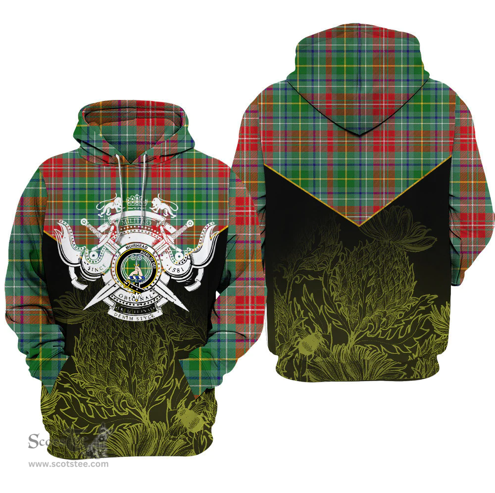 Muirhead Clan Tartan Hoodie - Scottish Thistle Style