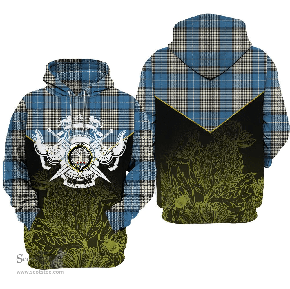 Napier Ancient Clan Tartan Hoodie - Scottish Thistle Style