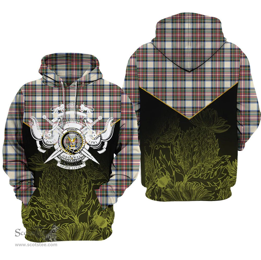 Stewart Dress Ancient Clan Tartan Hoodie - Scottish Thistle Style