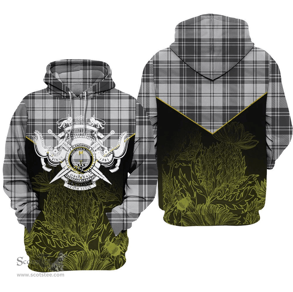 Glendinning Clan Tartan Hoodie - Scottish Thistle Style