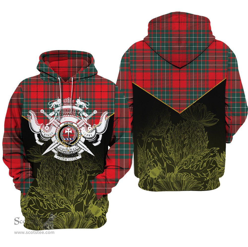 Cheyne Tartan Clan Tartan Hoodie - Scottish Thistle Style