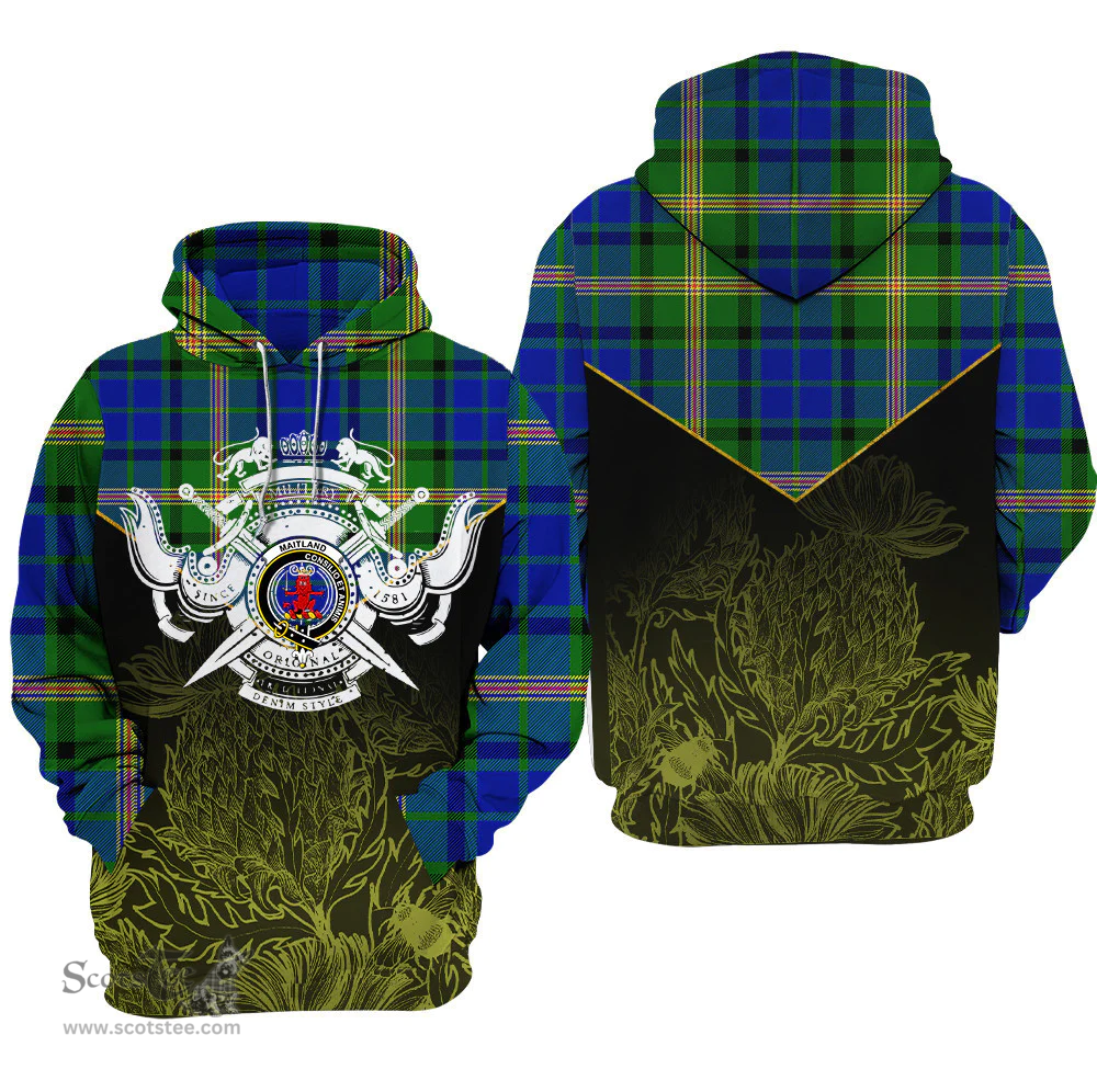 Maitland Clan Tartan Hoodie - Scottish Thistle Style