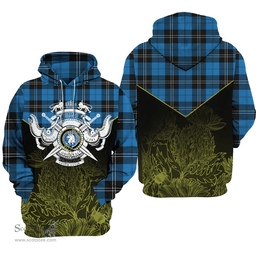 Ramsay Blue Ancient Clan Tartan Hoodie - Scottish Thistle Style