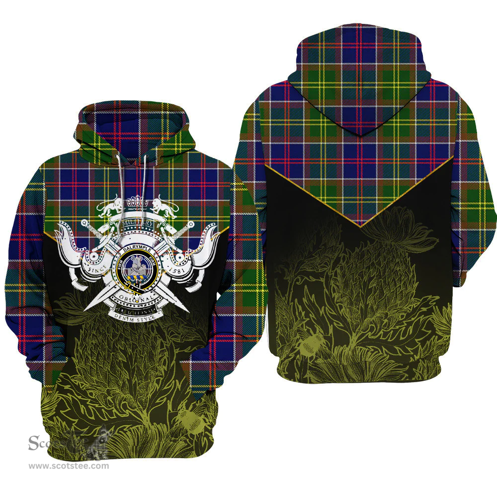 Dalrymple Clan Tartan Hoodie - Scottish Thistle Style