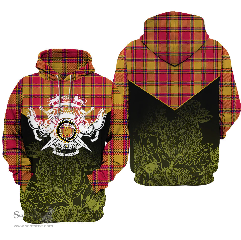 Scrymgeour Clan Tartan Hoodie - Scottish Thistle Style
