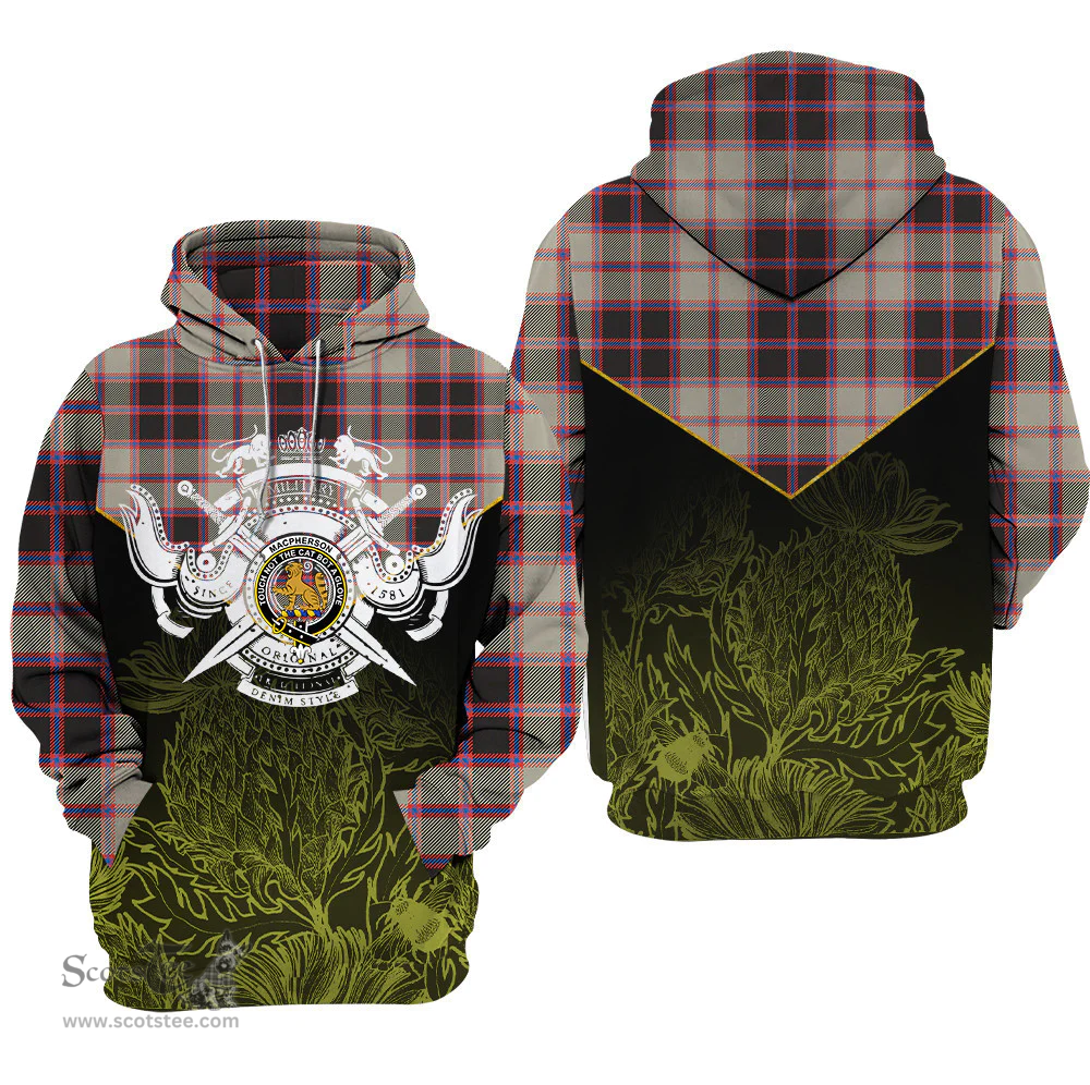 MacPherson Hunting Ancient Clan Tartan Hoodie - Scottish Thistle Style