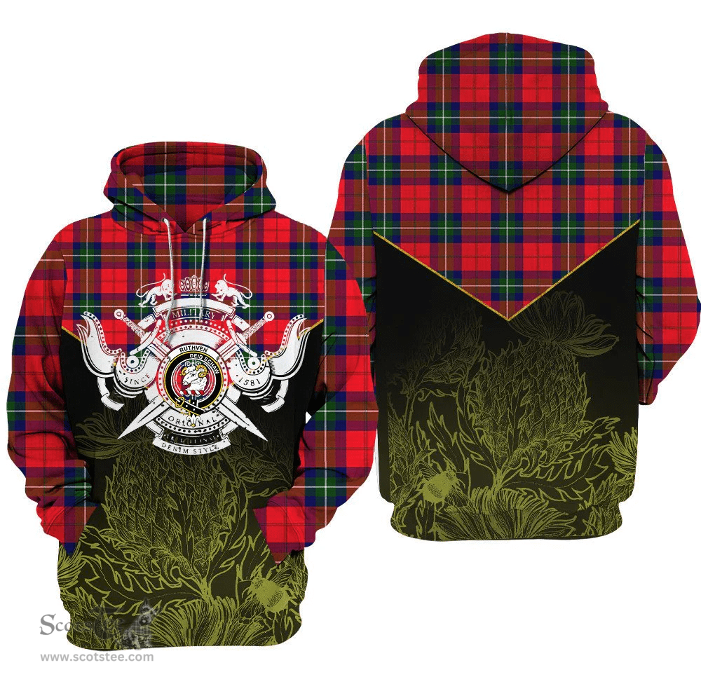 Ruthven Modern Clan Tartan Hoodie - Scottish Thistle Style