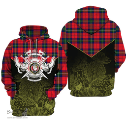 Ruthven Modern Clan Tartan Hoodie - Scottish Thistle Style