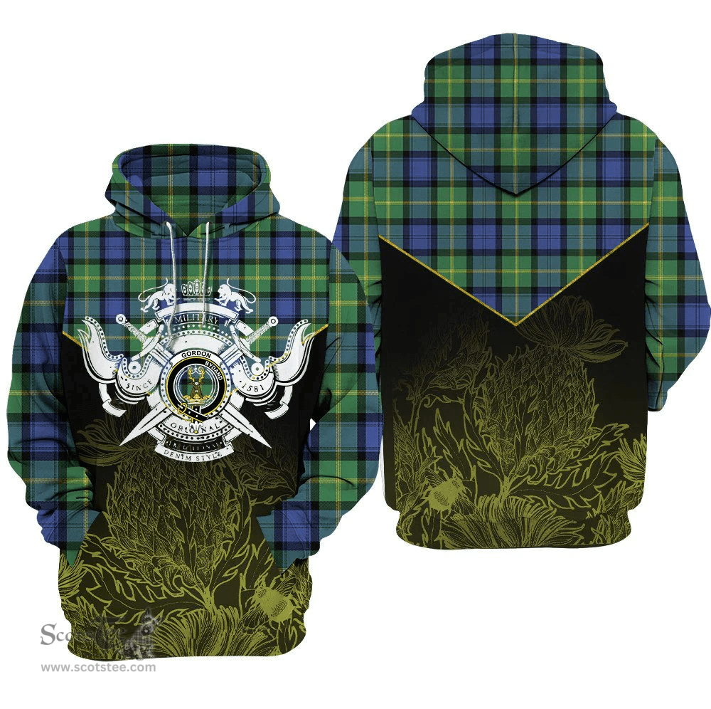 Gordon Old Ancient Clan Tartan Hoodie - Scottish Thistle Style
