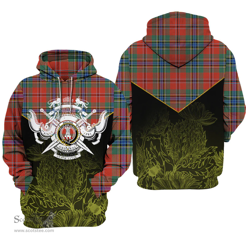 MacLean Of Duart Ancient Clan Tartan Hoodie - Scottish Thistle Style