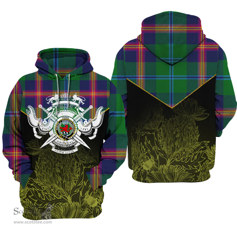 Young Modern Clan Tartan Hoodie - Scottish Thistle Style