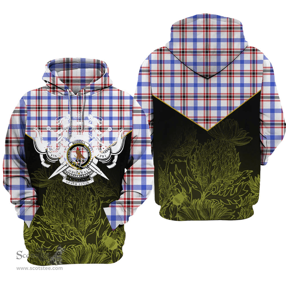 Boswell Modern Clan Tartan Hoodie - Scottish Thistle Style