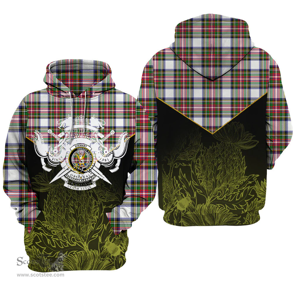 Stewart Dress Modern Clan Tartan Hoodie - Scottish Thistle Style