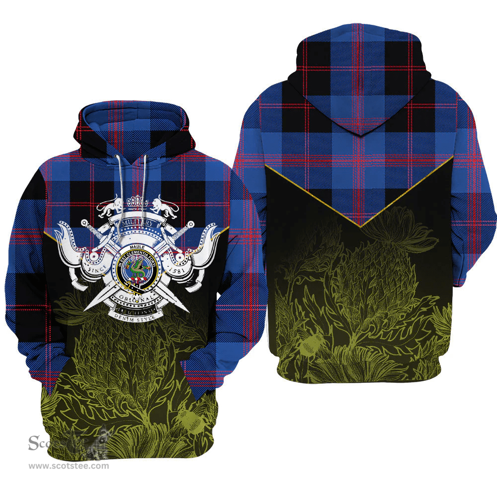 Maule Clan Tartan Hoodie - Scottish Thistle Style