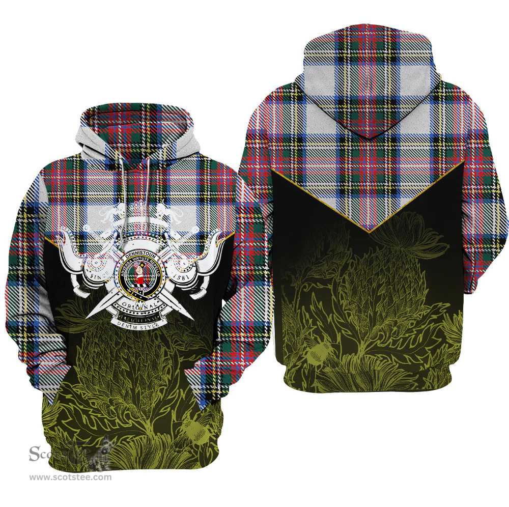 Dennistoun Clan Tartan Hoodie - Scottish Thistle Style
