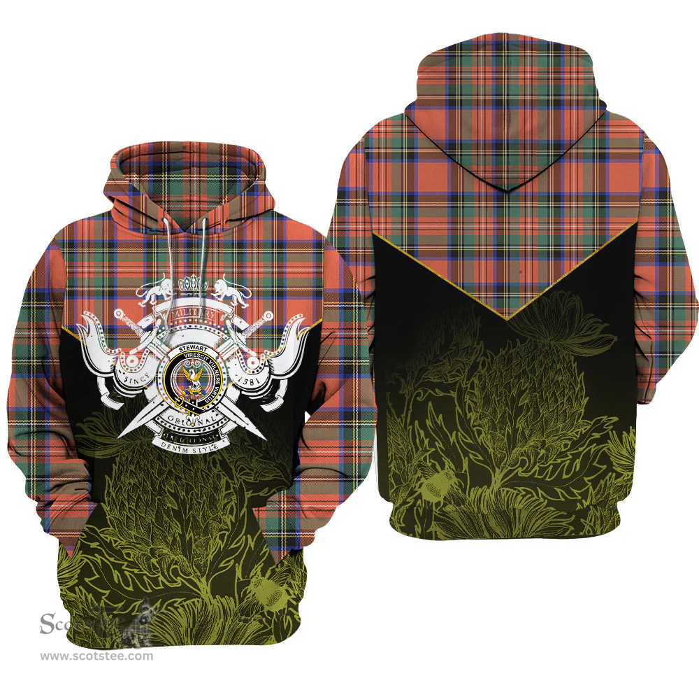Stewart Royal Ancient Clan Tartan Hoodie - Scottish Thistle Style
