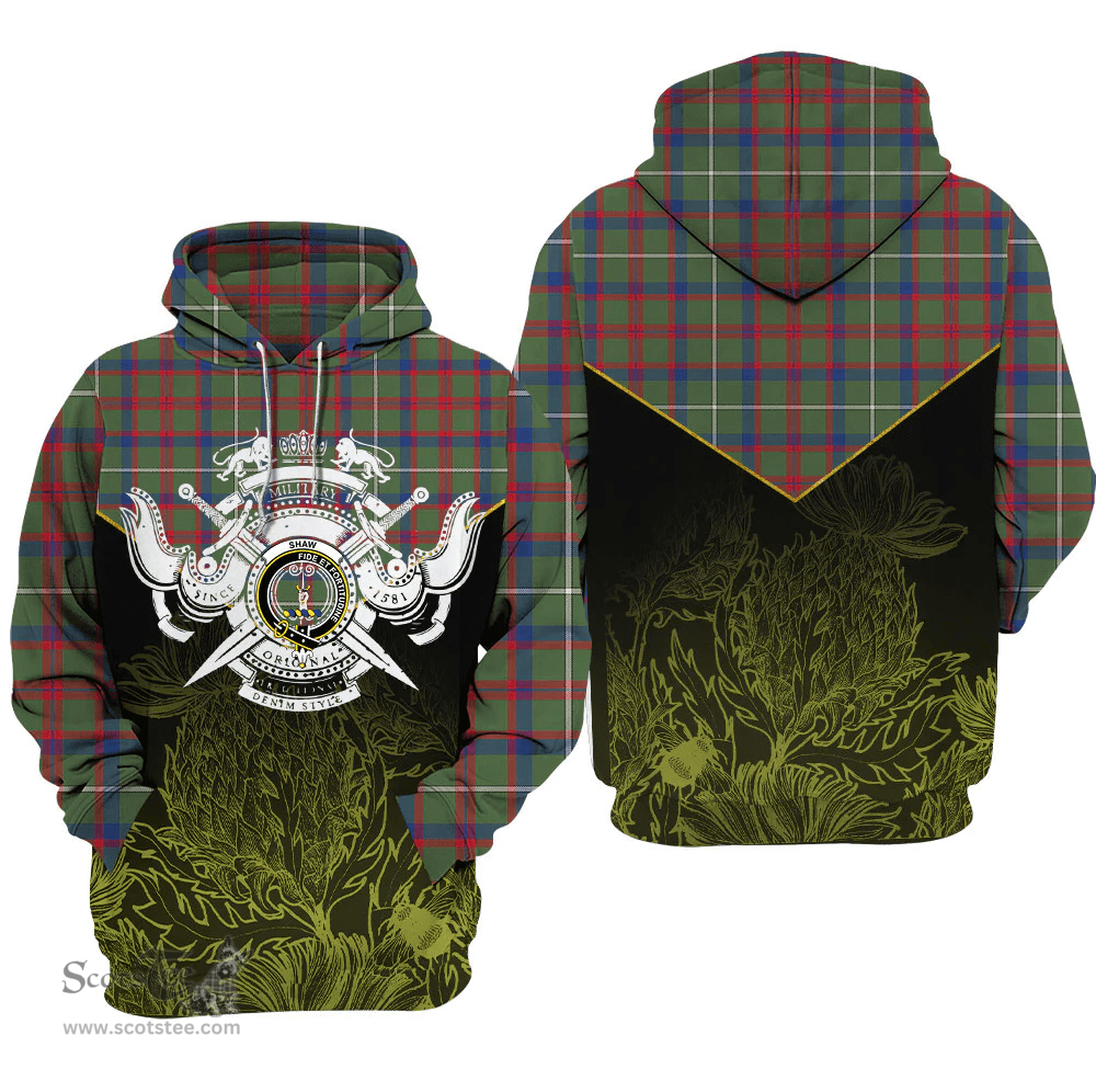 Shaw Green Modern Clan Tartan Hoodie - Scottish Thistle Style