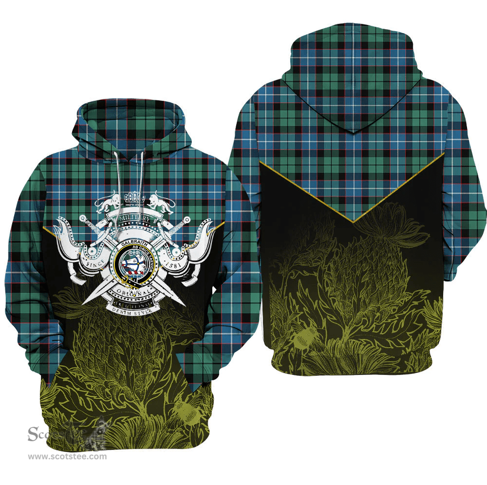 Galbraith Ancient Clan Tartan Hoodie - Scottish Thistle Style