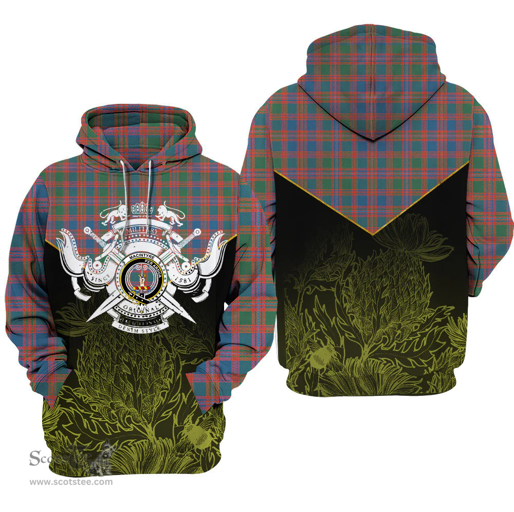 MacIntyre Ancient Clan Tartan Hoodie - Scottish Thistle Style