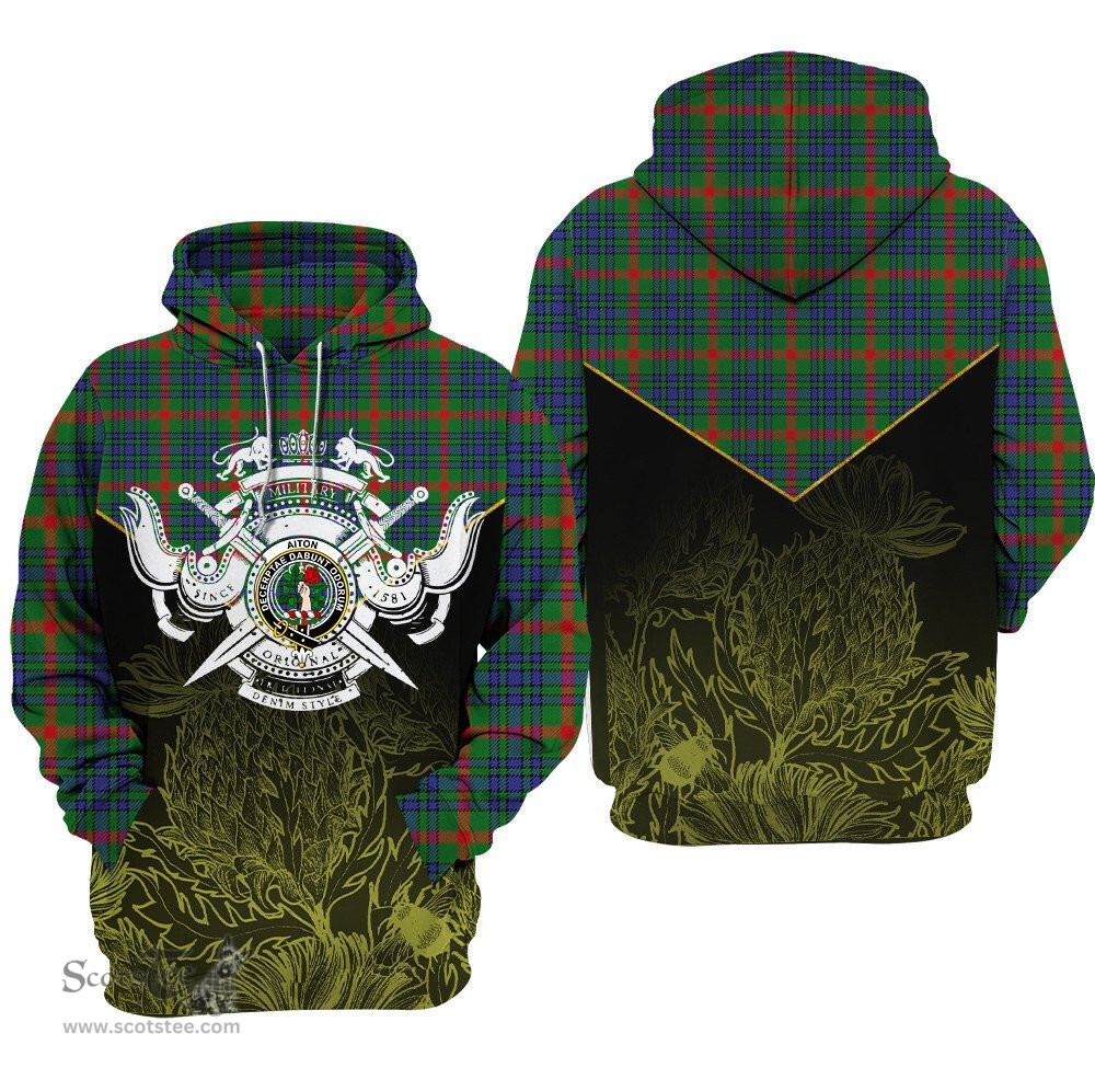 Aiton Clan Tartan Hoodie - Scottish Thistle Style