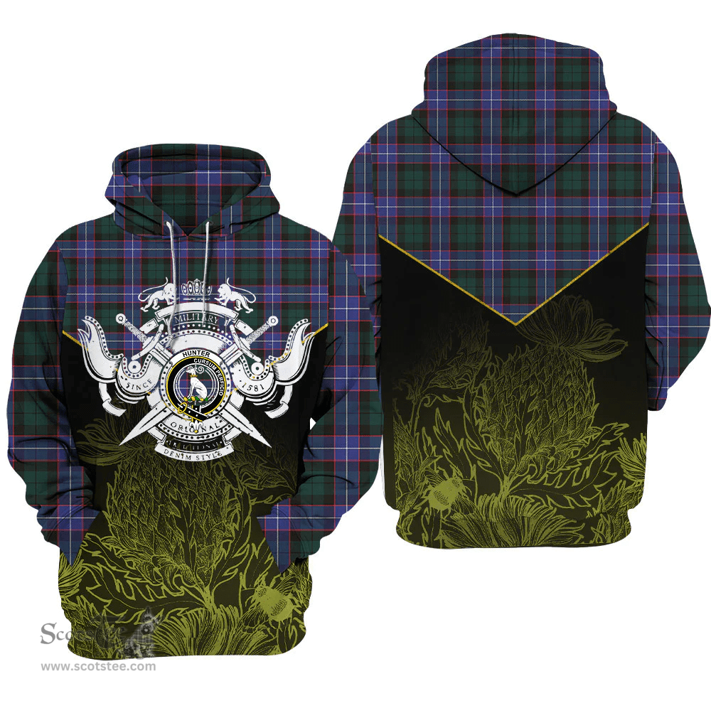 Hunter Modern Clan Tartan Hoodie - Scottish Thistle Style