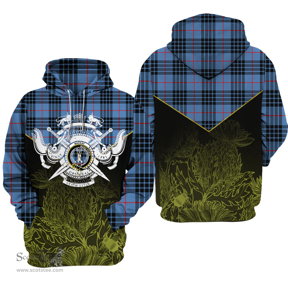 MacKay Blue Clan Tartan Hoodie - Scottish Thistle Style