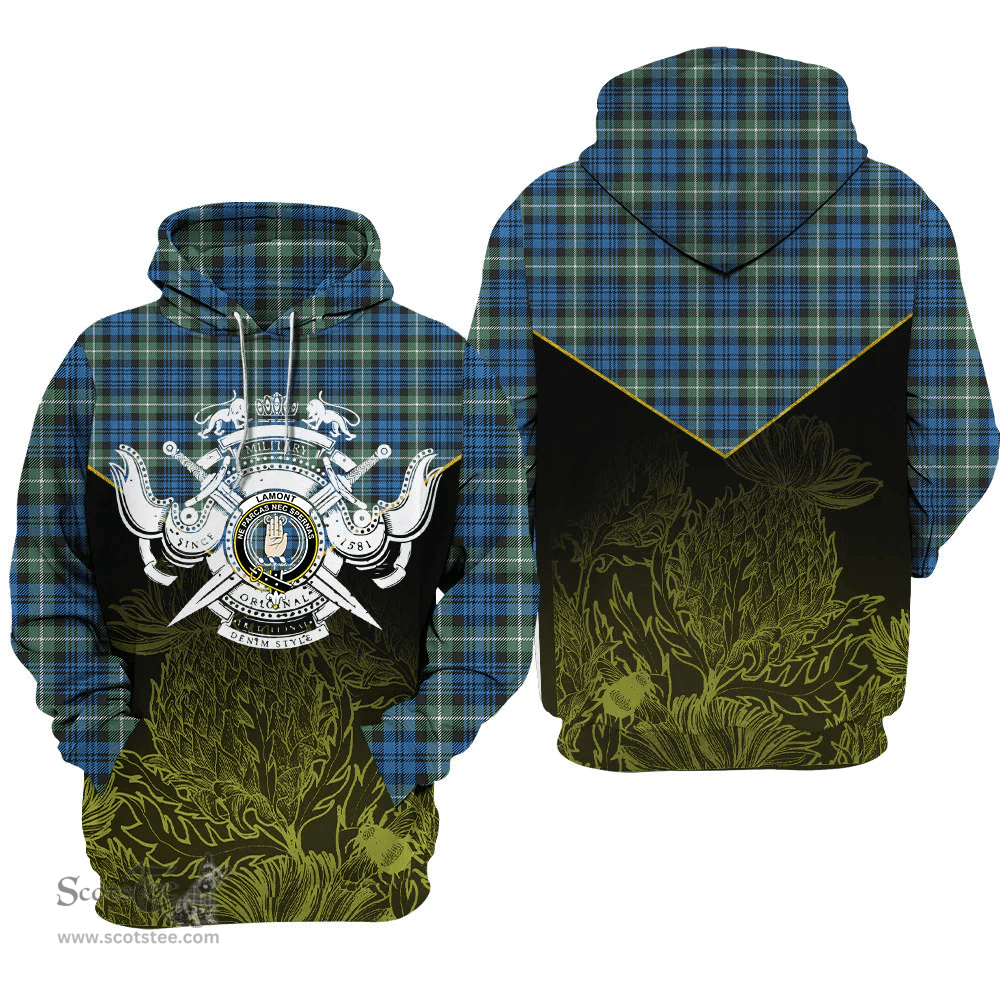 Lamont Ancient Clan Tartan Hoodie - Scottish Thistle Style