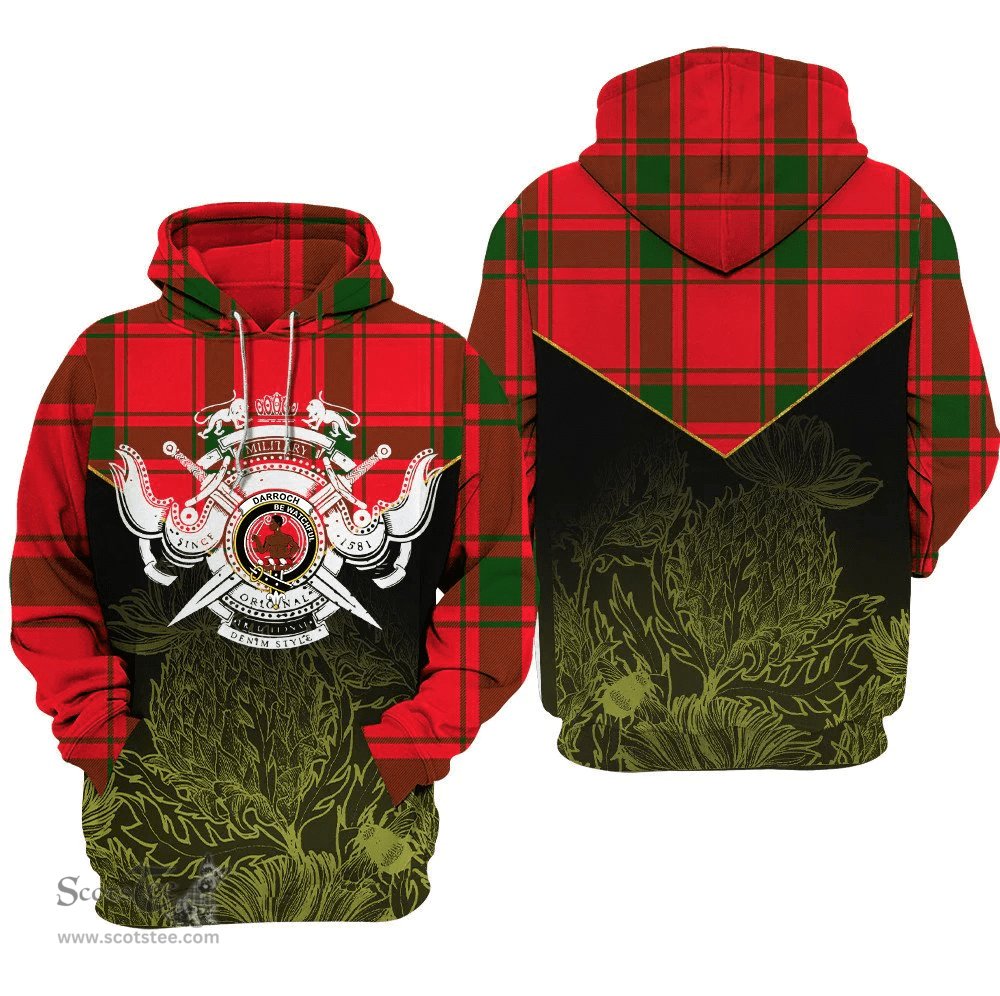 Darroch Clan Tartan Hoodie - Scottish Thistle Style