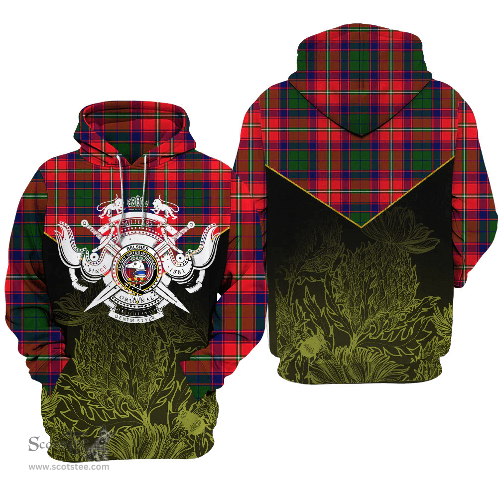 Belshes Tartan Clan Tartan Hoodie - Scottish Thistle Style