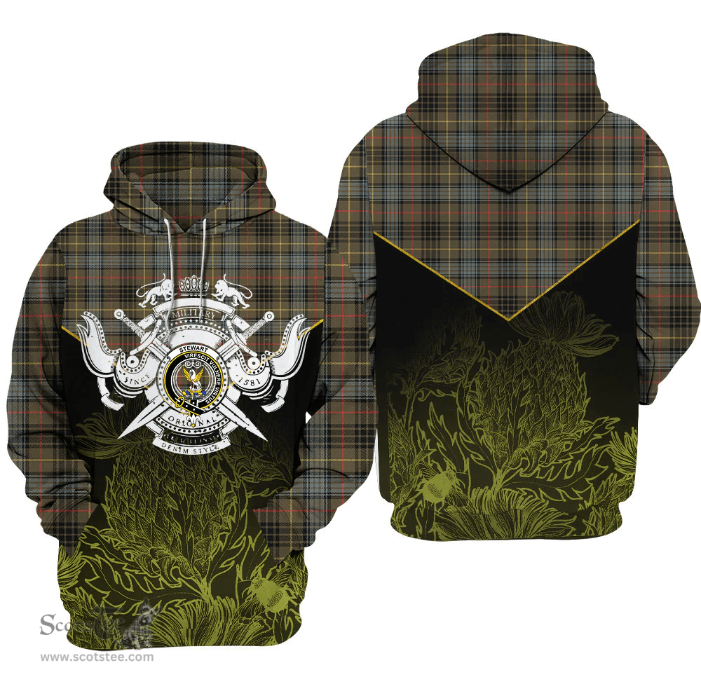 Stewart Hunting Weathered Clan Tartan Hoodie - Scottish Thistle Style